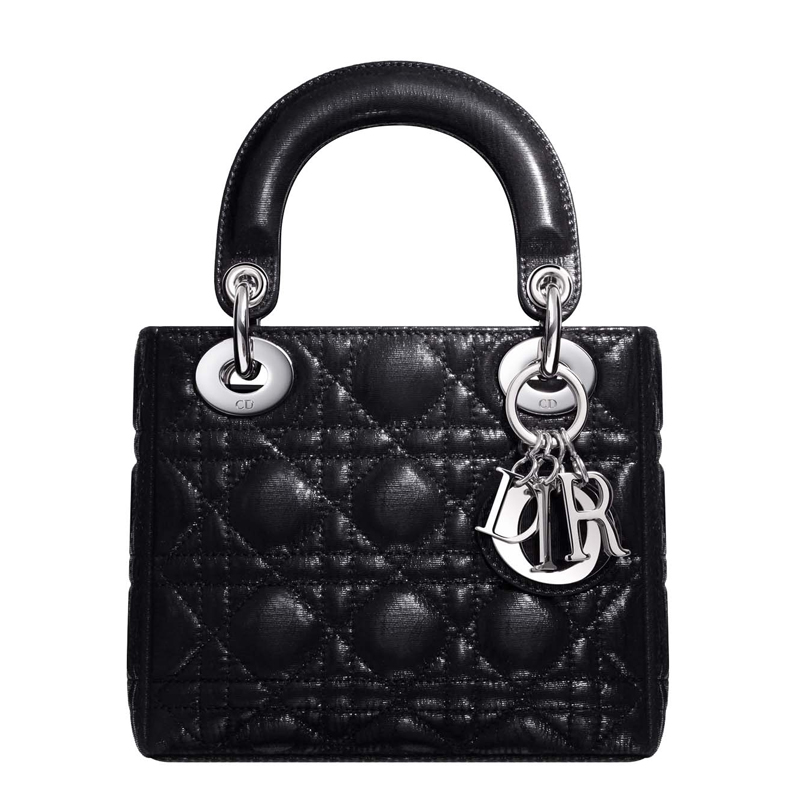 M0500PEMA M900 Iridescent borsa di pelle nera Lady Dior